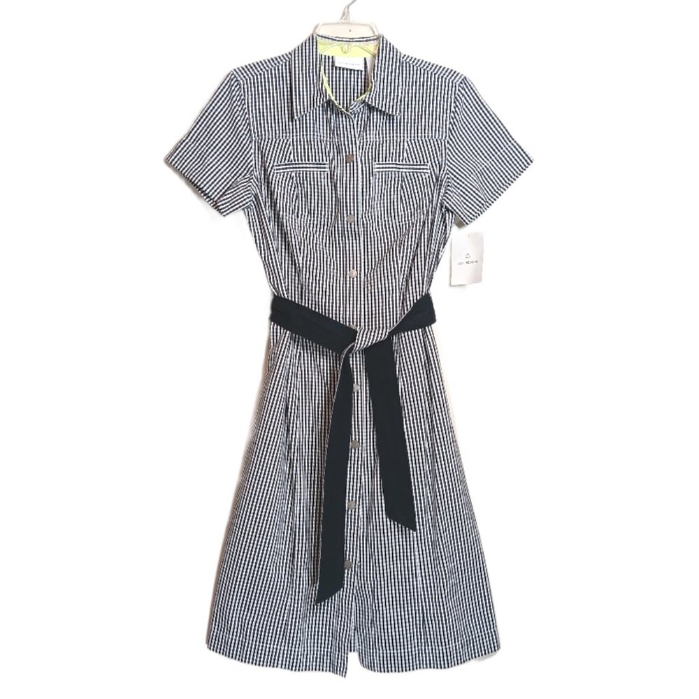 Liz Claiborne Black and White Striped Midi Shirt Dress - Picture 3 of 7